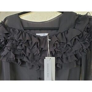 NWT! ANNE FONTAINE Silk Cascade Ruffles Corset Long Sleeves Blouse Top 38 US 4 6